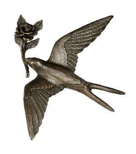 Foto van Bronzen zwaluw met roos